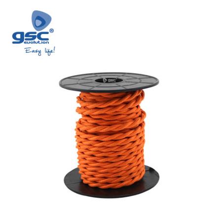 Cable Textile 10M Tressé orange (2x0.75mm)